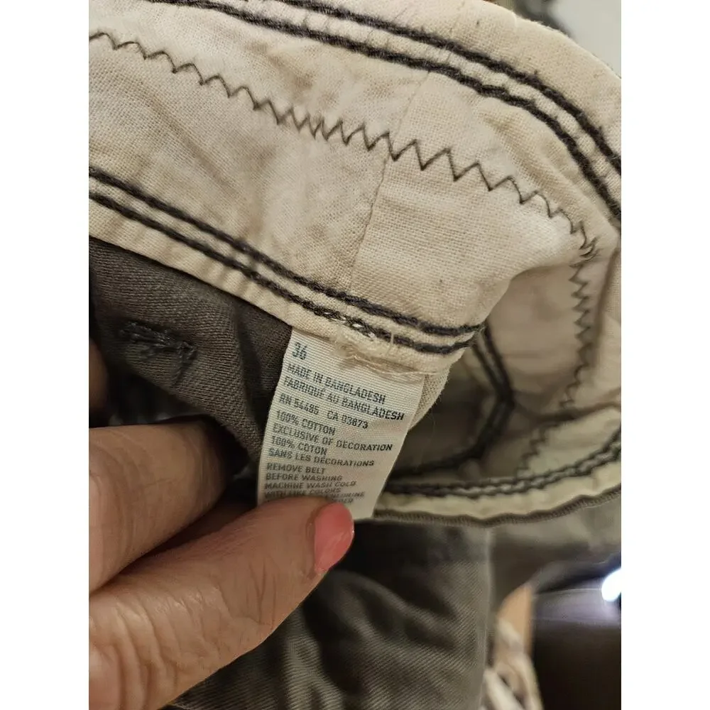 American Eagle Shorts, Longer Length, Mens Sz 36 Gray Khaki Chino Flat Front